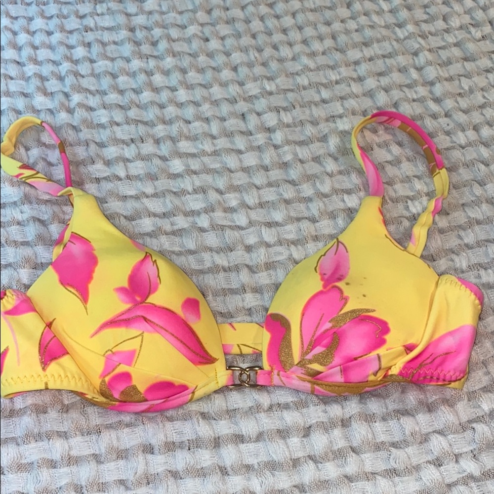 Yellow and Pink Floral Bikini Set